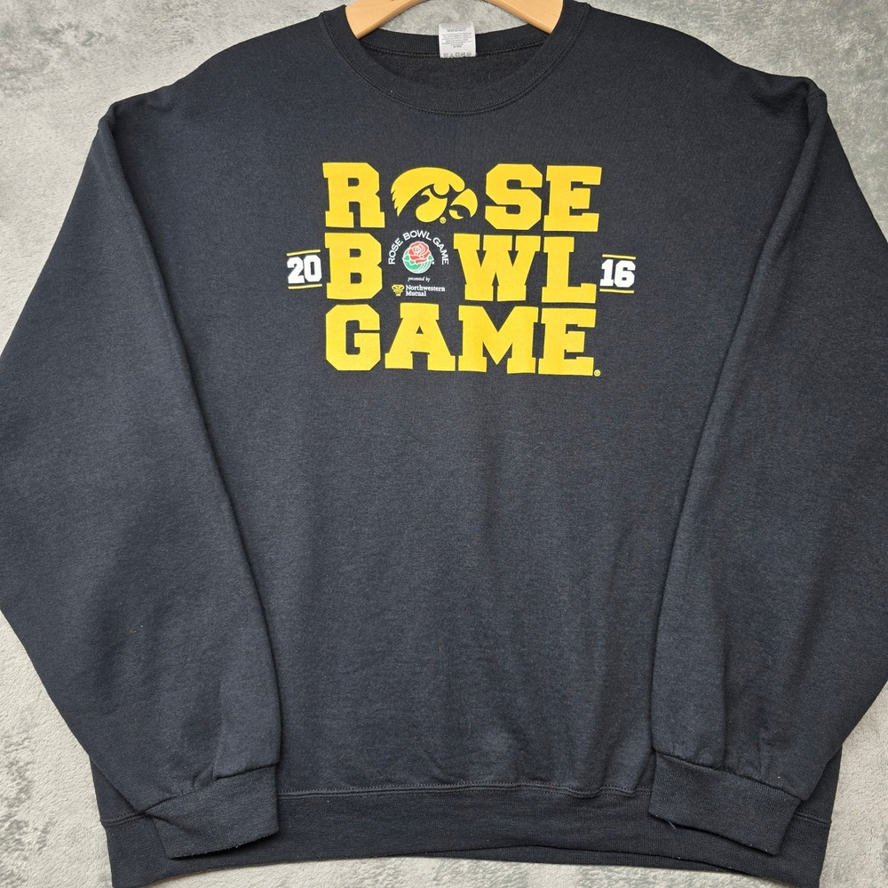 Jerzees Iowa Hawkeyes 2016 Rose Bowl Game Sweatshirt Mens 2XL Black Crewneck
